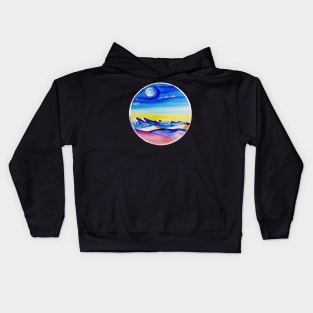 watercolor mountains vintage aesthetic Kids Hoodie